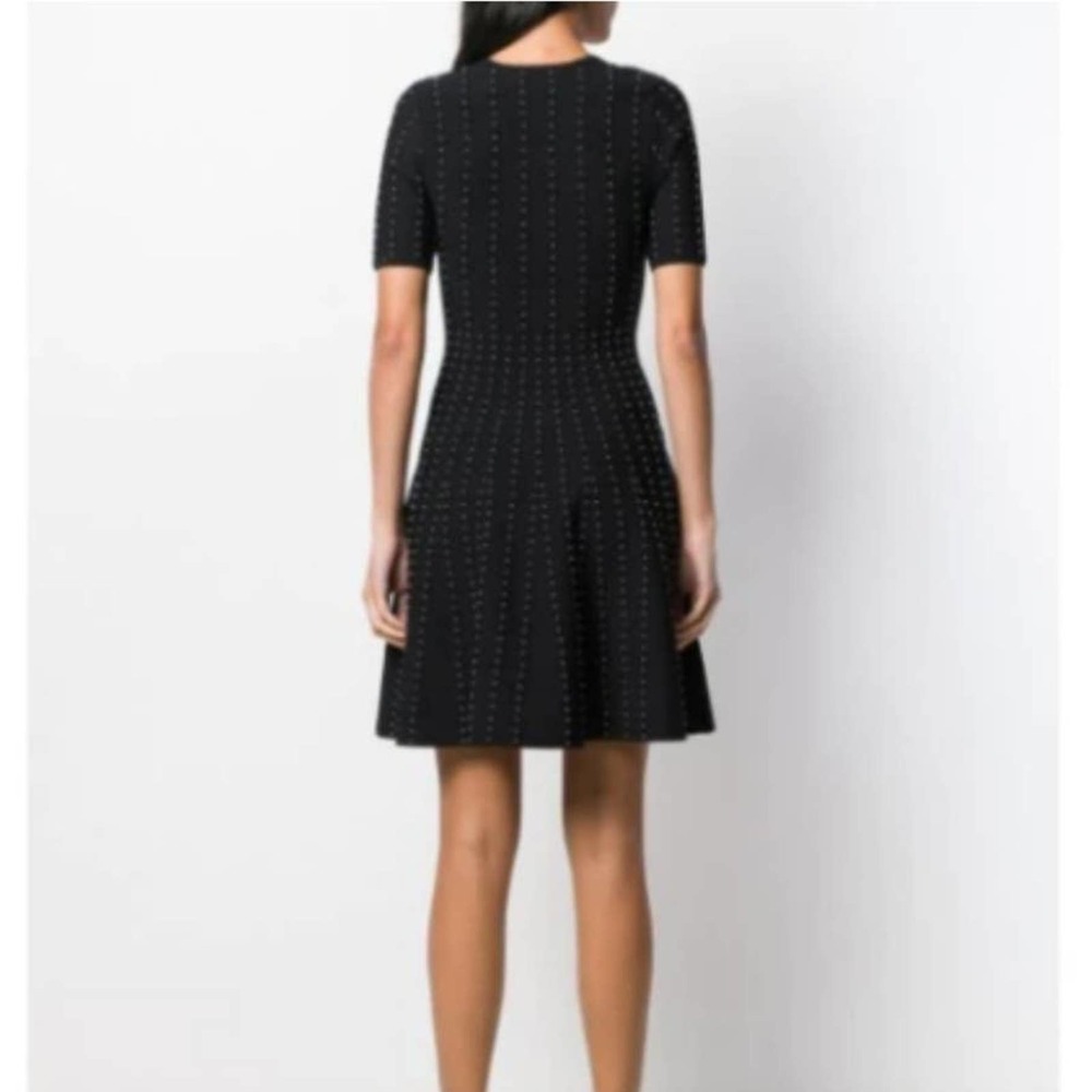 Sandro Paris Vaness Black Silver Beaded Ribbed Knitted Fit & Flare Dress S New - Picture 6 of 13